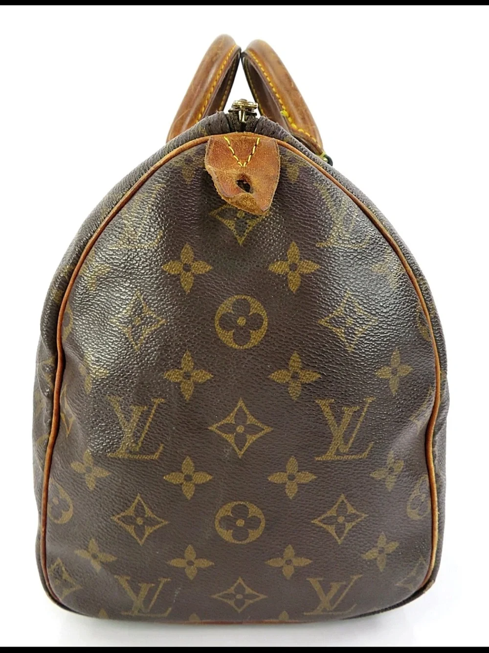 Louis Vuitton Brown Monogram Canvas Satchel with Tan Trim